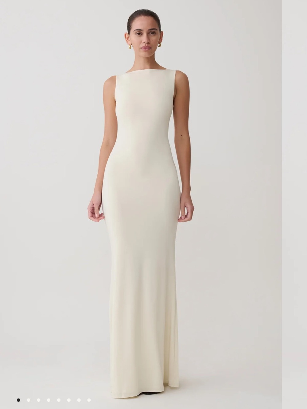 Meshki Tarna Sleeveless Slinky Maxi Dress in Bone Size S